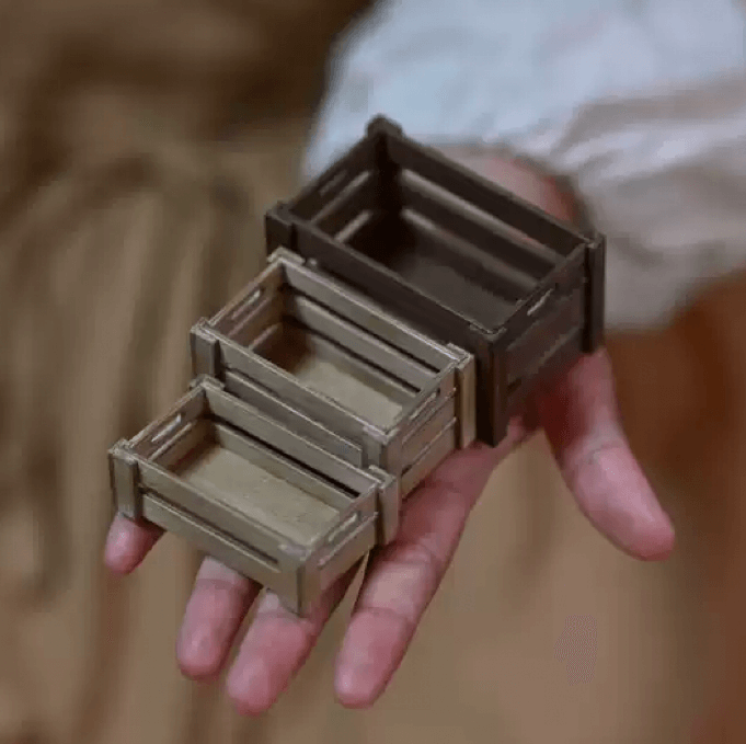 Create your own set of 3 miniature rustic wooden crates with this comprehensive kit! Perfect for dollhouse enthusiasts, miniature collectors, or craft lovers, this kit includes all wooden pieces and hardware.