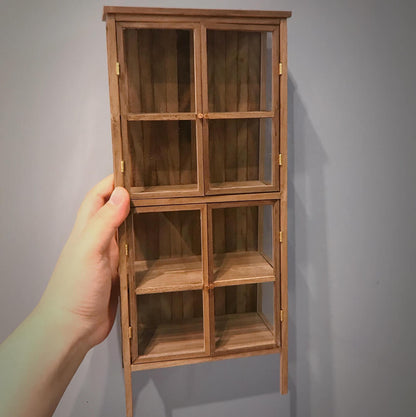 1/6 Scale Dollhouse Bookcase Miniature Walnut Slanted Display Cabinet