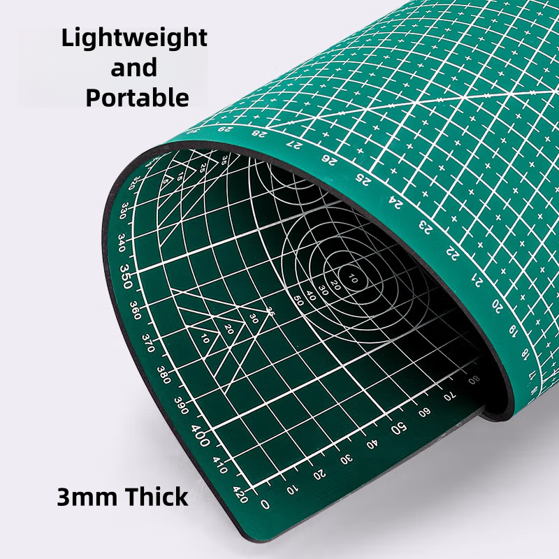 The 3mm thick cutting mat is made of high-quality PVC and features a self-healing surface to protect your workspace and craft knife. It doubles as a desktop protector and a durable cutting board for various DIY projects.

Lightweight and portable, this cutting mat supports double-sided use and is designed with printed guidelines and angles to ensure precise cutting every time.