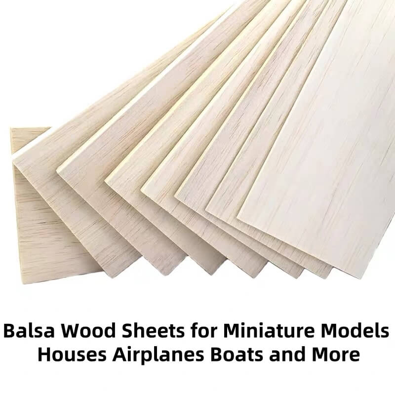 Each balsa wood sheet measures: Length: 50cm (500mm), Width: 10cm (100mm). Made from high-quality balsa wood, these sheets are lightweight yet durable, perfect for crafting miniature houses, airplanes, boats, and more. Ideal for a variety of modeling projects such as architectural designs, airplane models, boat models, railroad models, and other DIY craft projects. These balsa wood sheets can be easily cut and shaped using a craft knife or utility knife, making them convenient for precision work.