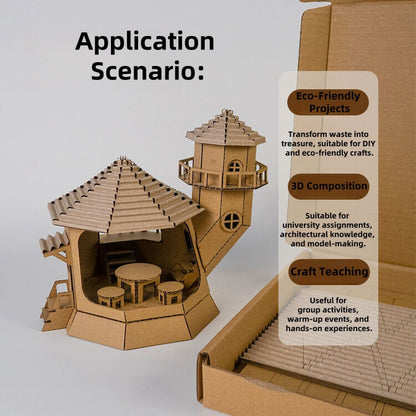 Made from recyclable corrugated cardboard and ripple-patterned paper, promoting sustainability and environmental awareness. No cutting required! All parts are pre-cut and easy to detach, making assembly safe and hassle-free. Includes a detailed video tutorial with step-by-step instructions, perfect for crafting enthusiasts of all skill levels. Ideal for university projects, architectural modeling, or fun DIY activities, enhancing creativity and hands-on skills.