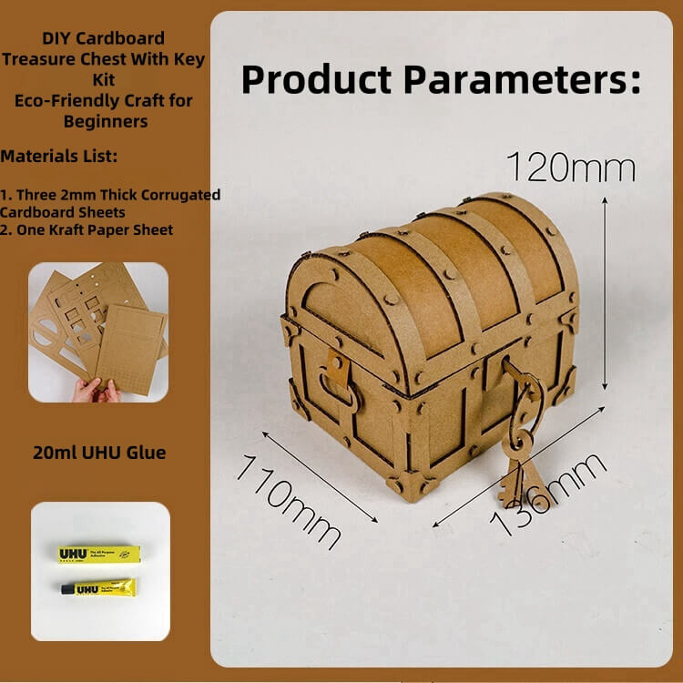 Create your very own charming treasure chest with the DIY Cardboard Treasure Chest With Key Kit! This eco-friendly craft kit is perfect for beginners, allowing you to easily assemble a beautiful cardboard treasure chest complete with a cute key design. Once finished, you’ll have a functional and creative decoration that adds personality to any space.