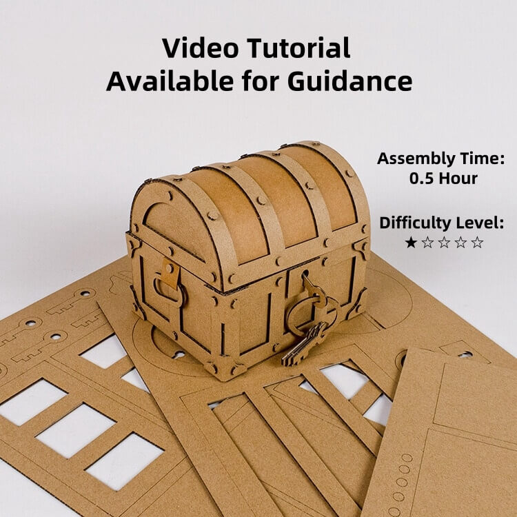 Create your very own charming treasure chest with the DIY Cardboard Treasure Chest With Key Kit! This eco-friendly craft kit is perfect for beginners, allowing you to easily assemble a beautiful cardboard treasure chest complete with a cute key design. Once finished, you’ll have a functional and creative decoration that adds personality to any space.