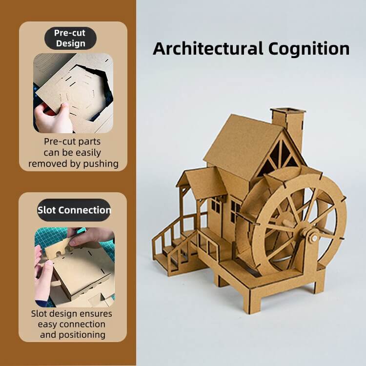 Made of biodegradable cardboard, safe and non-toxic, perfect for kids and families. Pre-cut parts design requires no extra cutting, easy to assemble, boosts creativity and hands-on skills. Comes with a detailed tutorial, simple to make, suitable for beginners or parent-child activities. Ideal for learning architectural models, decorative displays, or team crafting activities.