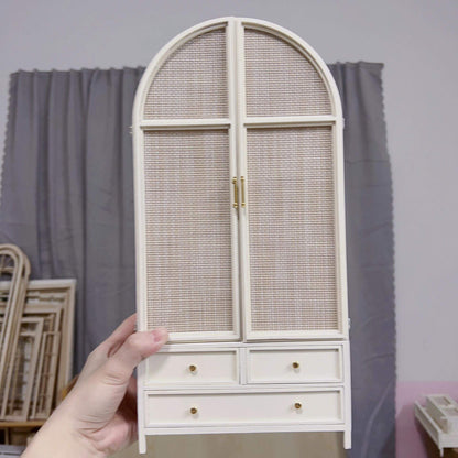 Large, roomy and very beautiful wardrobe. This wardrobe will easily fit all your doll's outfits. 2 doors and 4 drawers can be opened. Color/ Finish: White / Yellow Popular Styles: Modern Material: Wood Type: Wardrobe Armoire Scale: 1/12; 1/6; 1/4 Miniature Furniture for all dollhouse.