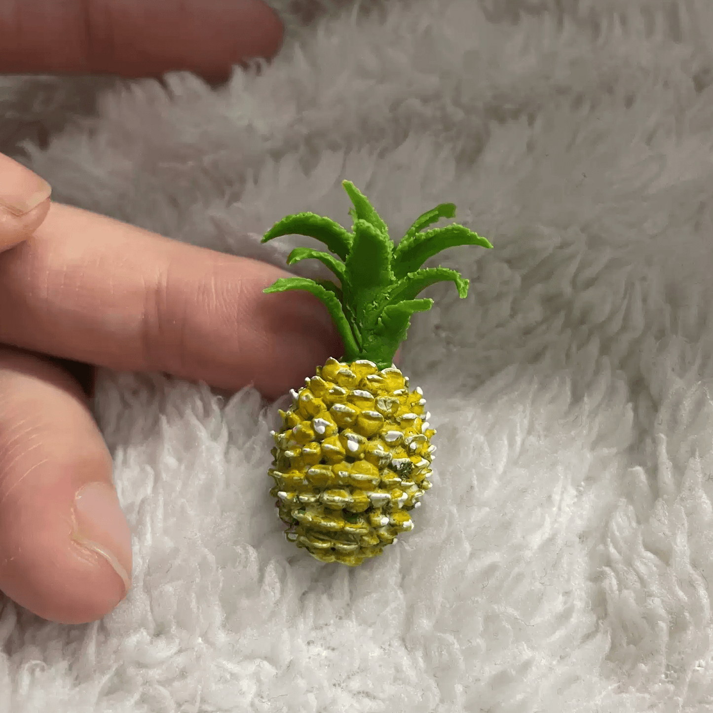 This miniature fruit Pineapple would be a wonderful addition to any doll's house kitchen or dining room table. Miniature fruits for dollhouse. Miniature Pineapple handmade from clay. Miniature fruits in 1/6 and 1/12 scale can be used in doll kitchen, doll grocery store, doll food, collection, diorama decoration.