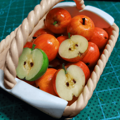 This miniature fruit Apple would be a wonderful addition to any doll's house kitchen or dining room table. Miniature fruits for dollhouse. Miniature Apple handmade from clay. Miniature fruits in 1/6 and 1/8 scale can be used in doll kitchen, doll grocery store, doll food, collection, diorama decoration.