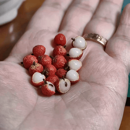 This miniature fruit Lychee / Litchi would be a wonderful addition to any doll's house kitchen or dining room table. Miniature fruits for dollhouse. Miniature Lychee / Litchi handmade from clay.