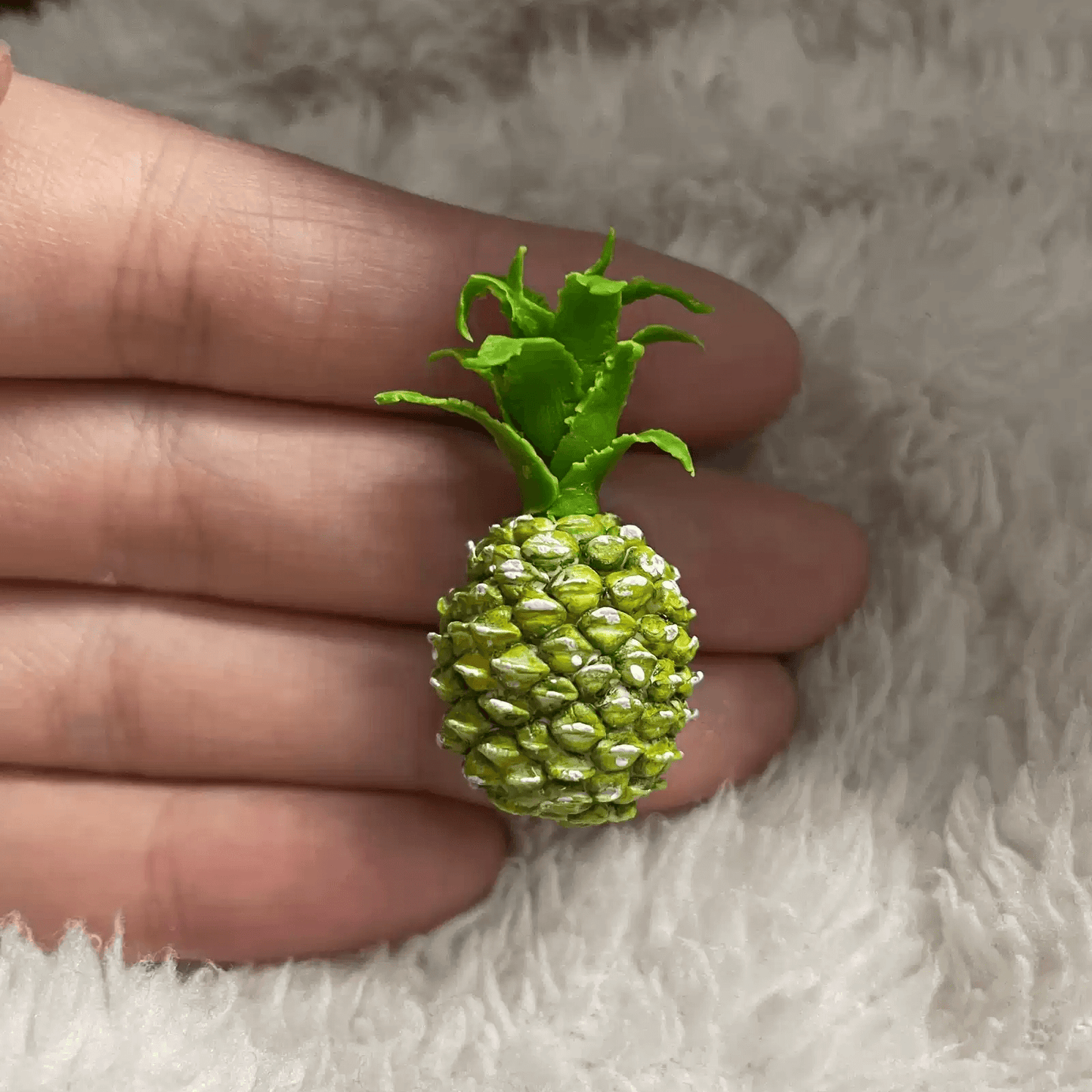 This miniature fruit Pineapple would be a wonderful addition to any doll's house kitchen or dining room table. Miniature fruits for dollhouse. Miniature Pineapple handmade from clay. Miniature fruits in 1/6 and 1/12 scale can be used in doll kitchen, doll grocery store, doll food, collection, diorama decoration.