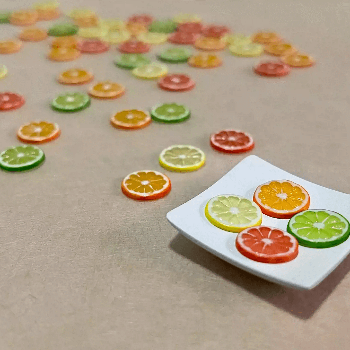 This miniature fruit Slice of Lemon / Lime / Grapefruit / Orange would be a wonderful addition to any doll's house kitchen or dining room table. Miniature fruits for dollhouse. Miniature Slice of Lemon / Lime / Grapefruit / Orange handmade from clay.