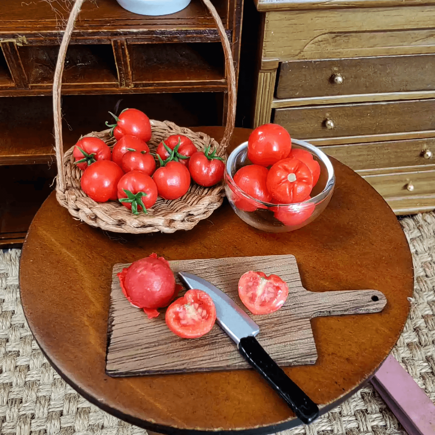 This miniature fruit Tomato would be a wonderful addition to any doll's house kitchen or dining room table. Miniature fruits for dollhouse. Miniature Tomato handmade from clay. Miniature fruits in 1/6 and 1/8 scale can be used in doll kitchen, doll grocery store, doll food, collection, diorama decoration.