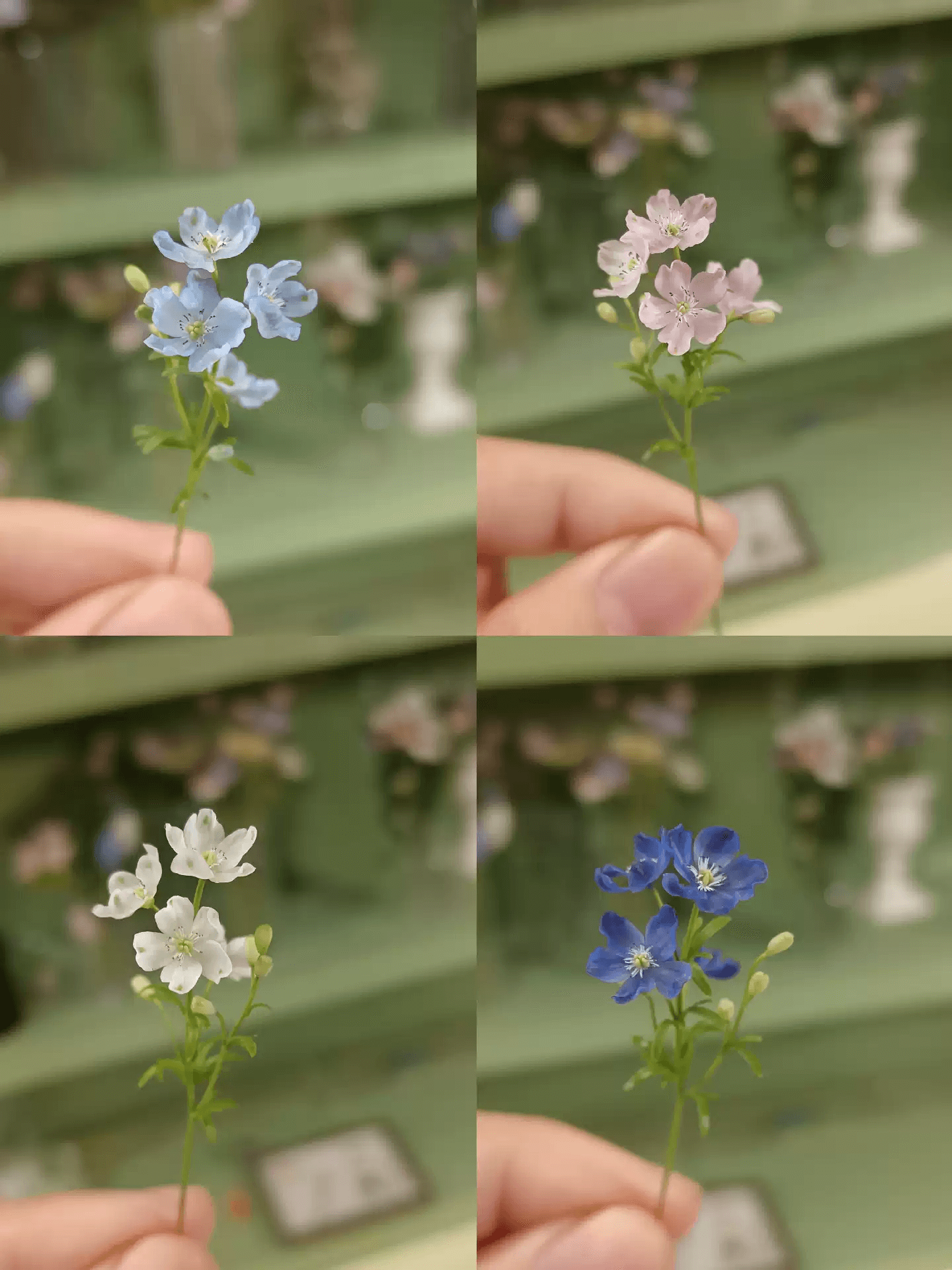 Tall, showy colorful flowers shaped like spikes that bloom in shades of blue, purple, pink, and white. Miniature for dolls, dollhouses, roomboxes. Suitable for Blythe, Barbie, Paola,and other dolls with a height of 25-40cm (10-15.8 inches). Scale: 1:6; 1:12 Material: Handmade from Clay