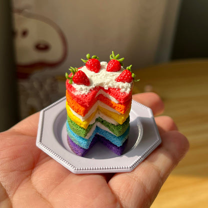 This listing is for x1 Miniature Rainbow Strawberry Cream Cake. There are x1 Slices that have been cut from the Rainbow Cake.