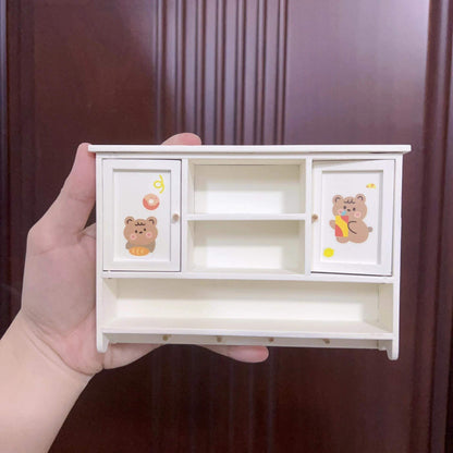 2 drawers can be opened. Color/ Finish: White Styles: Vintage French styling Material: Solid Wood Type: Kitchen Hanging Shelf Cabinet Miniature Furniture for 1/6, 1/12 scale dolls, dollhouse, Kitchen.