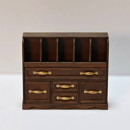 This multifunctional integrated design includes a storage area, pen holders, calculator stapler storage, paper clip holders, a drawer, a note holder, and a document note holder, providing ample space for organizing dollhouse daily office supplies. Default Color/ Finish: Brown Style: Shabby Chic Material: Wood