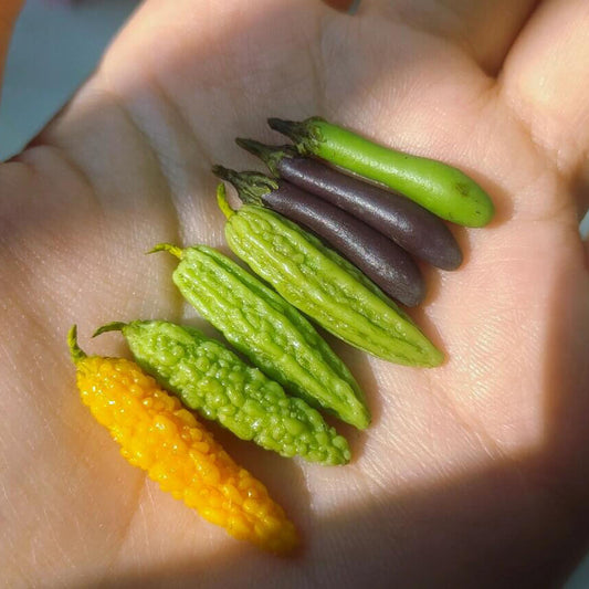 This miniature vegetable bitter melon / bitter gourd would be a wonderful addition to any doll's house kitchen or dining room table. Material: Clay