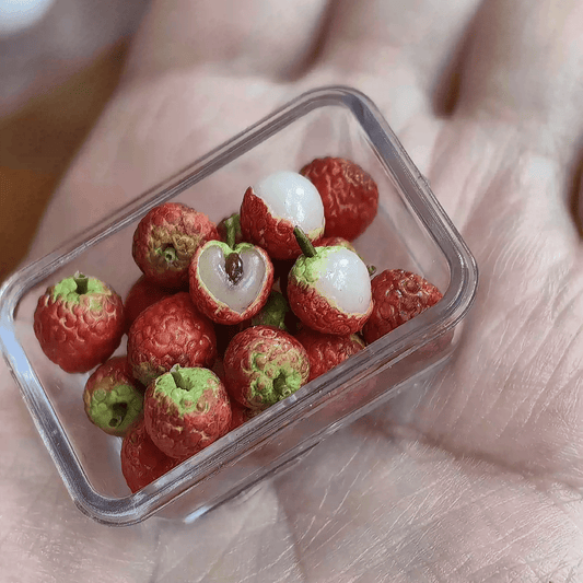 This miniature fruit Lychee / Litchi would be a wonderful addition to any doll's house kitchen or dining room table. Miniature fruits for dollhouse. Miniature Lychee / Litchi handmade from clay.
