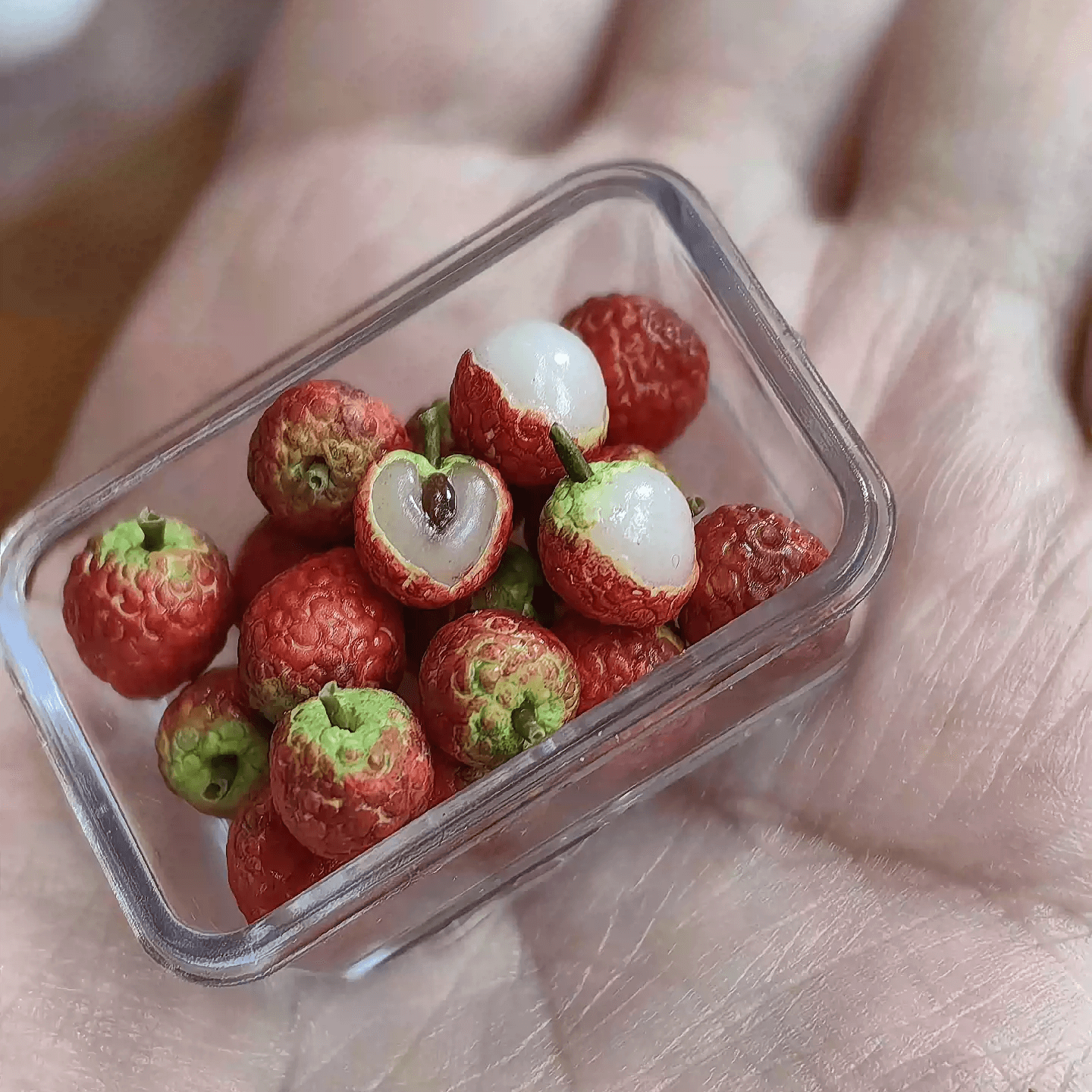 This miniature fruit Lychee / Litchi would be a wonderful addition to any doll's house kitchen or dining room table. Miniature fruits for dollhouse. Miniature Lychee / Litchi handmade from clay.