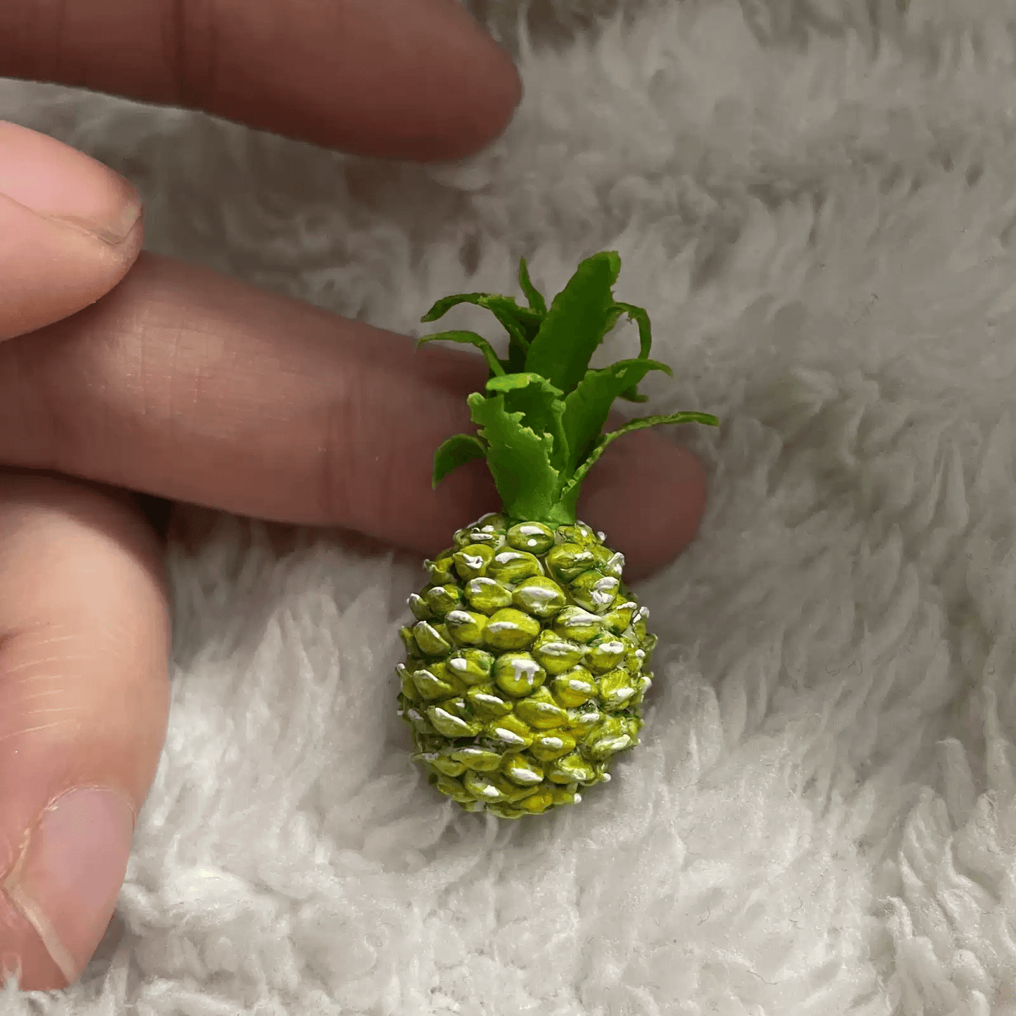 This miniature fruit Pineapple would be a wonderful addition to any doll's house kitchen or dining room table. Miniature fruits for dollhouse. Miniature Pineapple handmade from clay. Miniature fruits in 1/6 and 1/12 scale can be used in doll kitchen, doll grocery store, doll food, collection, diorama decoration.