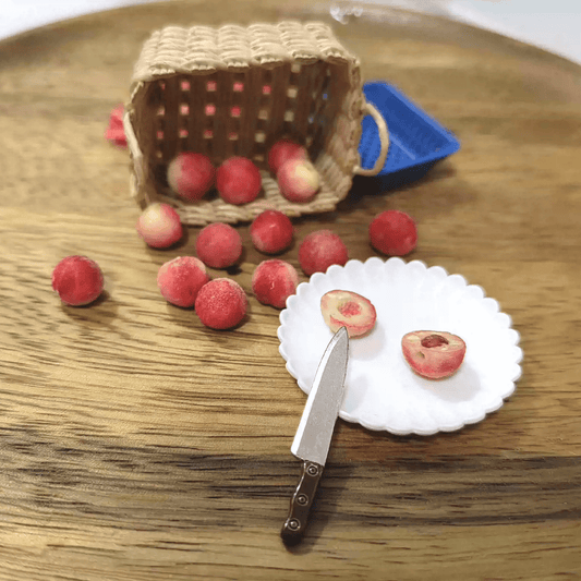 Realistic Wild Peach 1:6 and 1:12 scale. Miniature fruit 1/6 scale. Miniature fruit 1/12 scale. Dollhouse kitchen accessories. Miniature food for doll. Miniature fruit for miniature garden, dollhouse farmhouse, tiny kitchen. Size: Whole Wild Peach; Half Wild Peach.