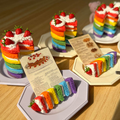 This listing is for x1 Miniature Rainbow Strawberry Cream Cake. There are x1 Slices that have been cut from the Rainbow Cake.