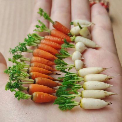 This miniature vegetable Long White Mooli Daikon Radish would be a wonderful addition to any doll's house kitchen or dining room table. Material: Clay