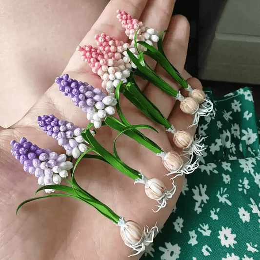 Miniature for dolls, dollhouses, roomboxes. Suitable for Blythe, Barbie, Paola and other dolls with a height of 25-40cm (10-15.8 inches). Common names: Grape Hyacinth Scientific Name: Hyacinth Material: Handmade from Clay Size: 4-5cm / 1.58-1.97in