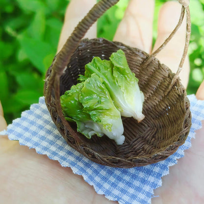 Miniature vegetables lettuce for a dollhouse. Miniature vegetables lettuce made from clay. Miniature vegetables lettuce in 1/12 and 1/6 scale can be used in doll kitchen, doll grocery store, doll food, collection, diorama decoration. Size: 1/12 (2cm / 0.79inch); 1/6 (3cm / 1.18in).