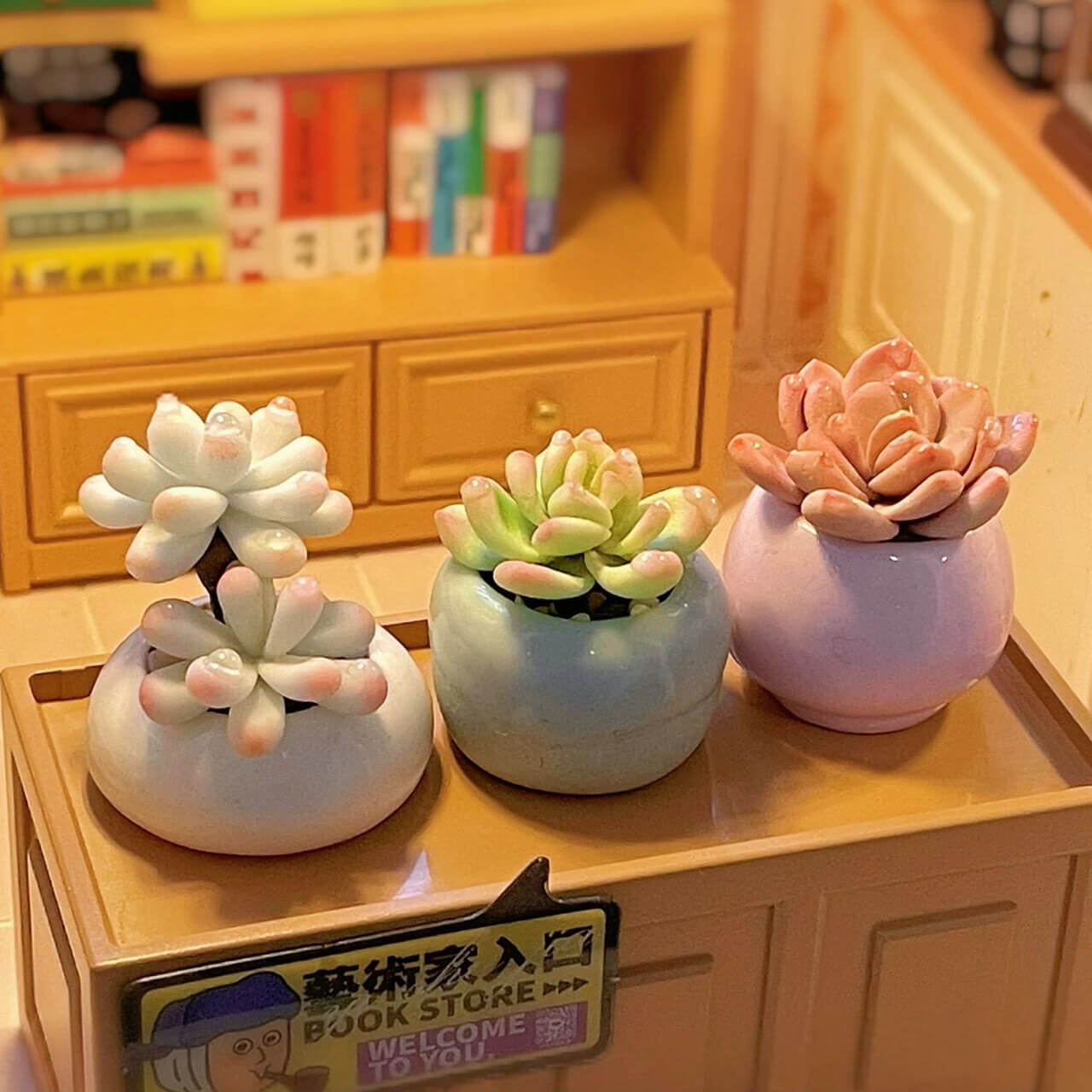 Succulents are a diverse group of plants. They are found in a wide range of shapes, sizes, and colors, making them popular choices for indoor and outdoor dollhouse gardens. Material: Handmade from Clay Scale: 1/12 Suitable for Blythe, Barbie, Paola and other dolls with a height of 25-40cm (10-15.8 inches).