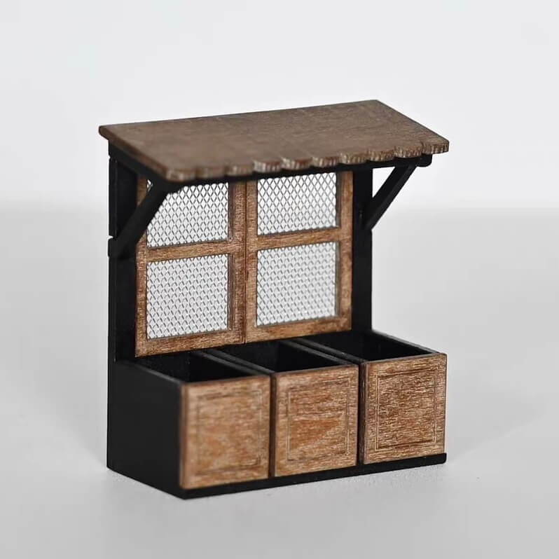 House stylingadd a touch of class and distinction to your dollhouse. Default Color/ Finish: Black and Brown Style: Shabby Chic Material: Wood Scale: 1/6 (6.7×4.7×9.3cm / 2.64×1.85×3.66in)