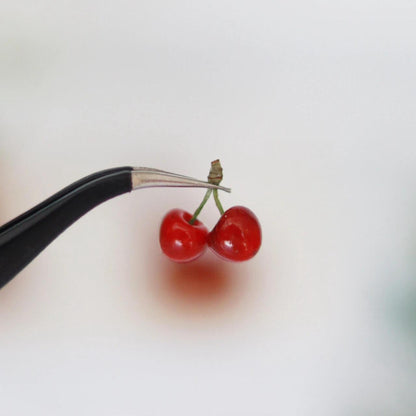 Miniature fruit cherry for a dollhouse. Miniature fruit cherry made of clay. Miniature fruit cherry in 1/6 scale can be used in doll kitchen, doll grocery store, doll food, collection, diorama decoration. Size: 0.5cm / 0.2in