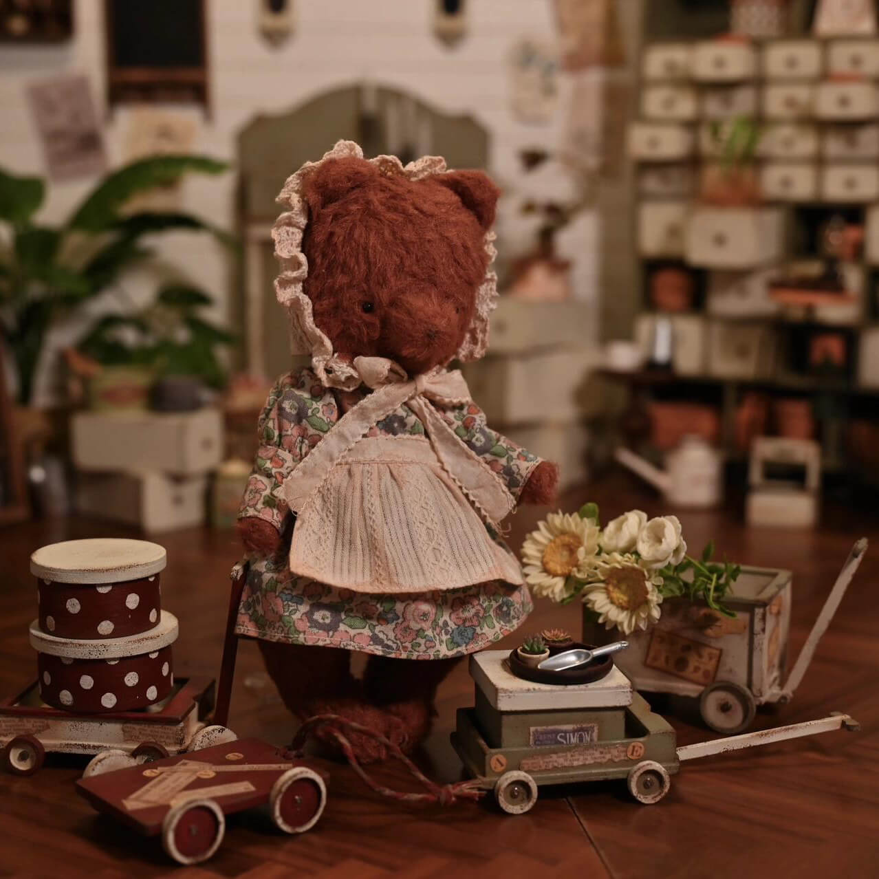 These miniature carts would look adorable in your dollhouse nursery, baby's room, toy store, on a stage, in a diorama or in a fairy garden. Style: Vintage Shabby Chic Material: Handmade from Wood