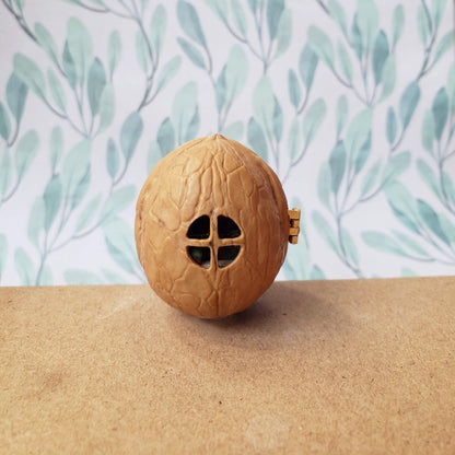 Miniature Little Red Riding Hood's Home Scene in Walnut Shell Diorama