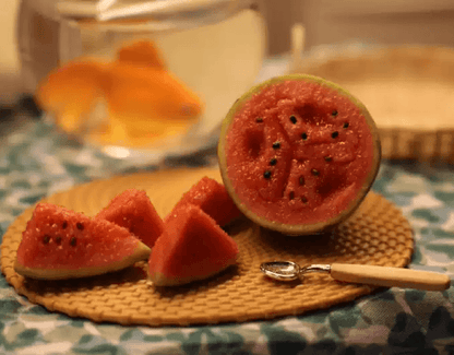 This listing is for 1 Half Watermelon and 4 Slices. Each watermelon is handmade with love and is as unique as any plant in nature.