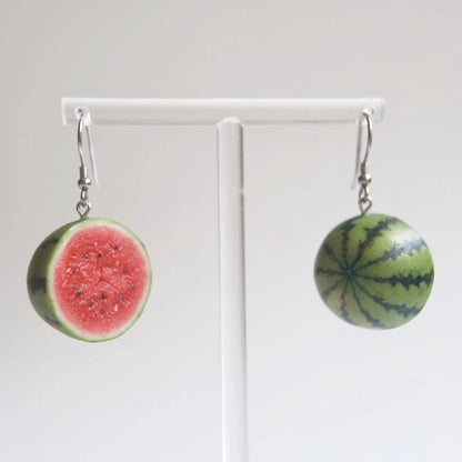 This listing is for 1 pair of half watermelon hook earrings. Cute realistic half watermelon hook Earrings with sterling silver hook. The watermelon are made with polymer clay and then finished with a gloss varnish. The earrings are made from high-quality materials and are durable, but should not be put in aggressive environments like excessive moisture, chemicals or perfume.