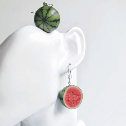 This listing is for 1 pair of half watermelon hook earrings. Cute realistic half watermelon hook Earrings with sterling silver hook. The watermelon are made with polymer clay and then finished with a gloss varnish. The earrings are made from high-quality materials and are durable, but should not be put in aggressive environments like excessive moisture, chemicals or perfume.