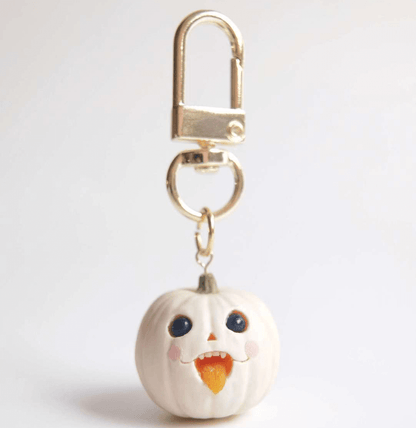 Cute realistic pumpkin keychain are made with gold plated and polymer clay and then finished with a gloss varnish. The keychain are made from high-quality materials and are durable, but should not be put in aggressive environments like excessive moisture, chemicals or perfume.